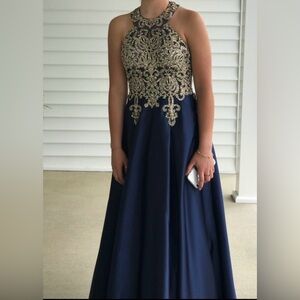 Navy and Gold Formal Gown
